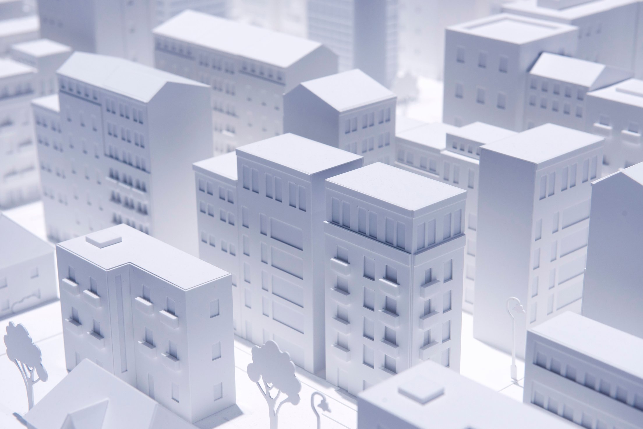 A white concept model city plan